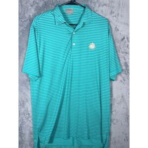 Butler National Golf Fennec Mens Teal Orange Striped Polo Shirt Size Medium